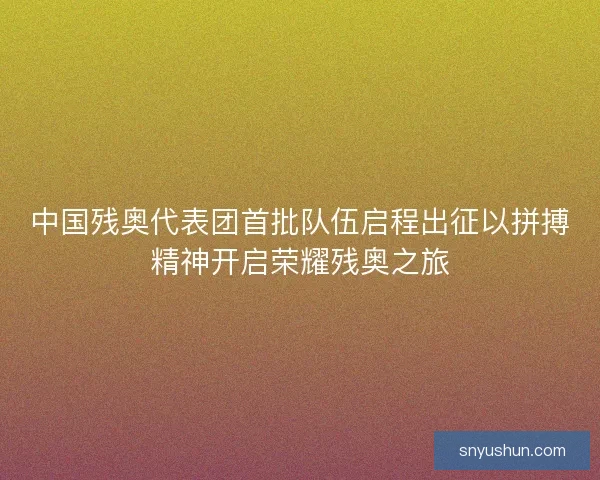 中国残奥代表团首批队伍启程出征以拼搏精神开启荣耀残奥之旅