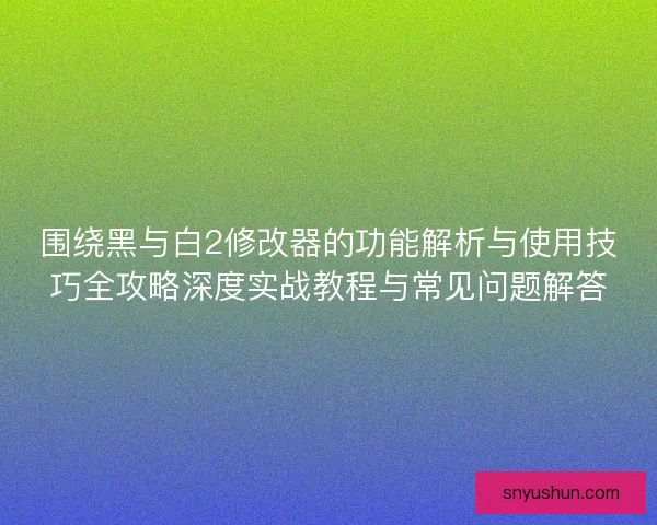 围绕黑与白2修改器的功能解析与使用技巧全攻略深度实战教程与常见问题解答